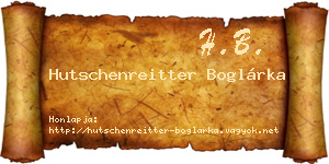 Hutschenreitter Boglárka névjegykártya
